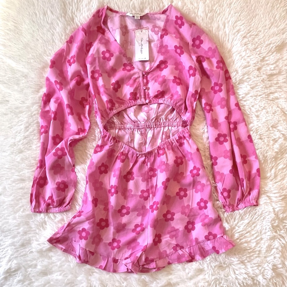 NWT Miss Selfridge Pink Cutout Floral Romper, 4